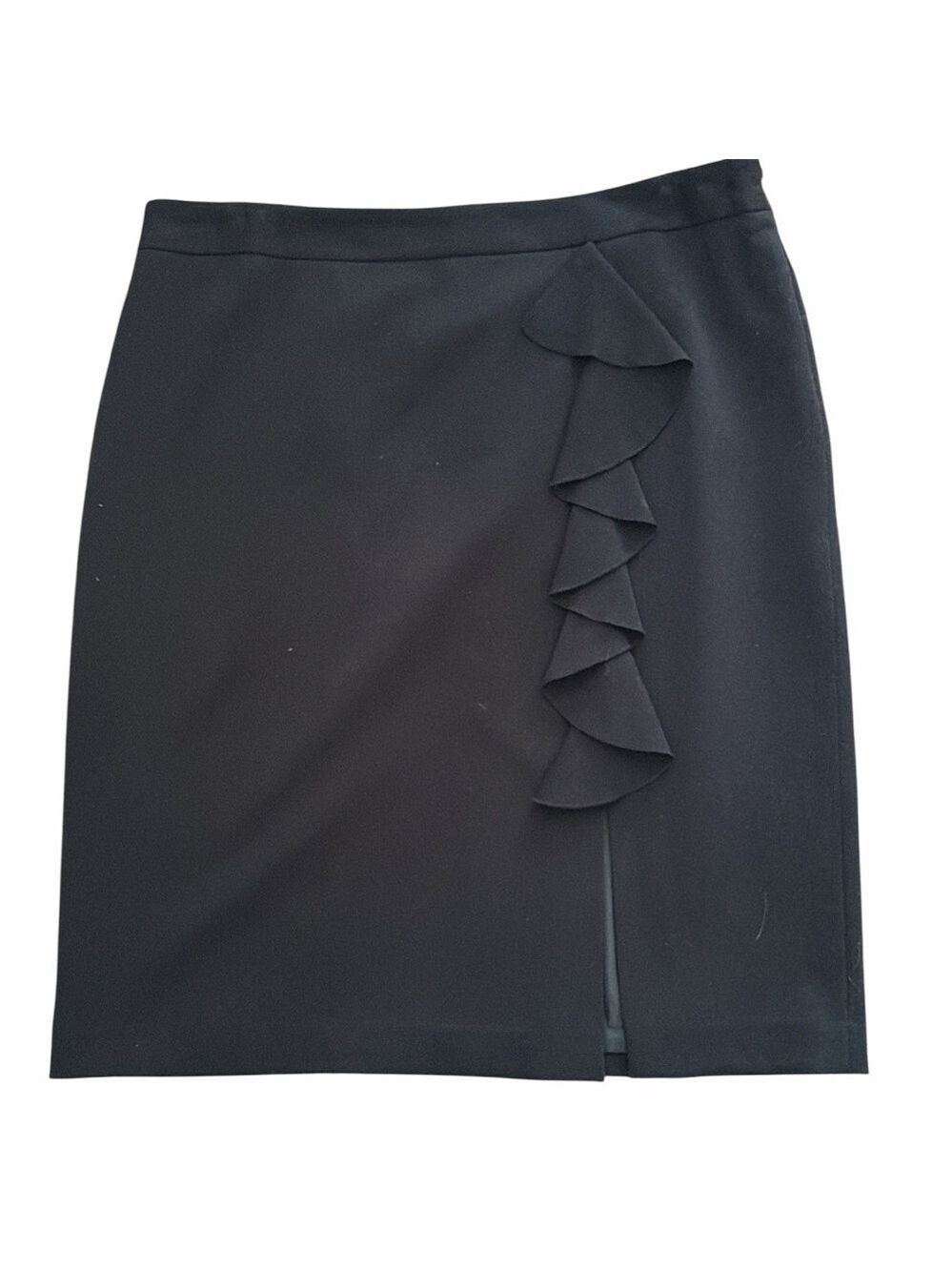 Rafaella Black Pencil Skirt with Ruffle Detail
